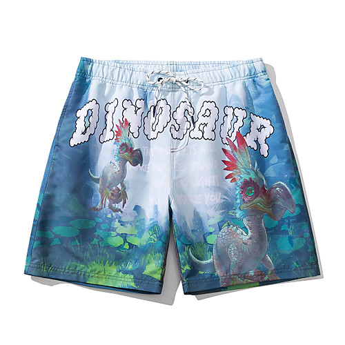 

Men's Swim Trunks Board Shorts Swimsuit Print Letter Blue Swimwear Bathing Suits Casual Cute / Sports