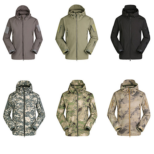 

Men's Hoodie Jacket Camouflage Hunting Jacket Military Tactical Jacket Outdoor Portable Windproof Breathable Quick Dry Autumn / Fall Winter Coat Top Camping / Hiking Hunting Casual CP Color Jungle