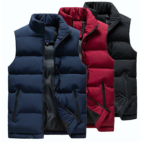 Men's Hiking Vest Padded Jacket Vest Quilted Puffer Jacket Fishing Vest Winter Jacket Coat Lightweight Work Vest Casual Waistcoat Top Outdoor Thermal Warm Packable Breathable Black Dark Blue Hunting, lightinthebox  - buy with discount