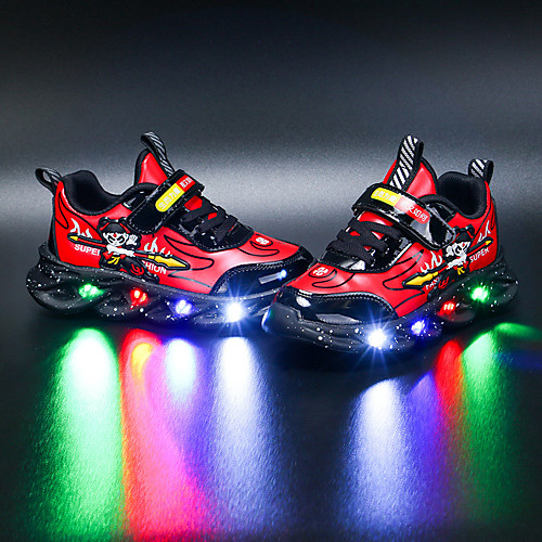 

Boys' Girls' Trainers Athletic Shoes Comfort LED Shoes PU LED Shoes Little Kids(4-7ys) Big Kids(7years ) Daily Walking Shoes LED Luminous Black Red Fall Spring