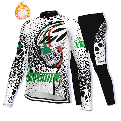 

21Grams Men's Long Sleeve Cycling Jacket with Pants Winter Fleece Spandex White Bike Fleece Lining Warm Sports Graphic Mountain Bike MTB Road Bike Cycling Clothing Apparel / Stretchy / Athleisure