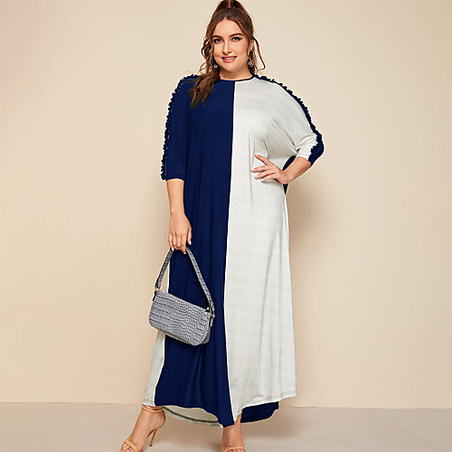 

Women's Plus Size Dresses T Shirt Dress Tee Dress Maxi long Dress Short Sleeve Check Prom Dresses Spring & Summer / Loose