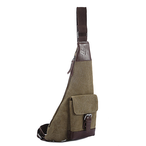 

Men's Bags Canvas Sling Shoulder Bag Zipper Patchwork Plain Daily Outdoor 2021 Canvas Bag Khaki