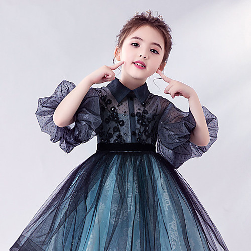 

Princess Above Knee Homecoming / Birthday Flower Girl Dresses - Tulle Short Sleeve Off Shoulder with Tier / Tiered / Paillette