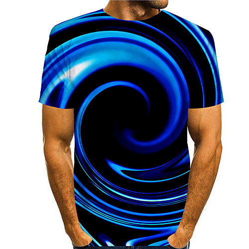 

Men's T shirt 3D Print Graphic Print Short Sleeve Daily Tops Basic Casual Black