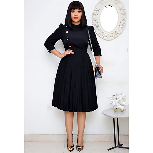 

Women's Plus Size Dresses A Line Dress Knee Length Dress 3/4 Length Sleeve Solid Color Casual Spring & Summer / Loose