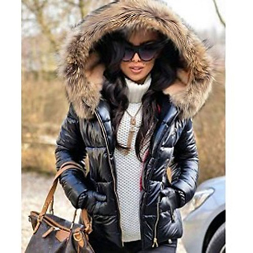 

womens black down parka quilted jacket winter warm thicken lined coat outwear windbreaker waterproof anoraks …