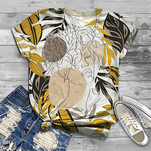 

Women's Plus Size Print Graphic Portrait T shirt Large Size Round Neck Short Sleeve Tops Big Size
