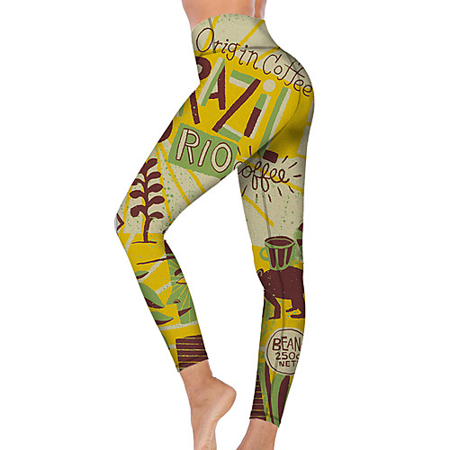 

21Grams Women's High Waist Yoga Pants Cropped Leggings Tummy Control Butt Lift Breathable Yellow Fitness Gym Workout Running Winter Sports Activewear High Elasticity
