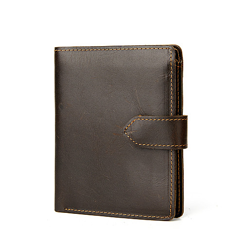 

Men's Bags Cowhide Wallet Zipper Daily Outdoor 2021 Dark Brown