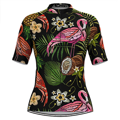 

Women's Short Sleeve Cycling Jersey Black Flamingo Floral Botanical Bike Top Mountain Bike MTB Road Bike Cycling Breathable Quick Dry Sports Clothing Apparel / Stretchy / Athleisure