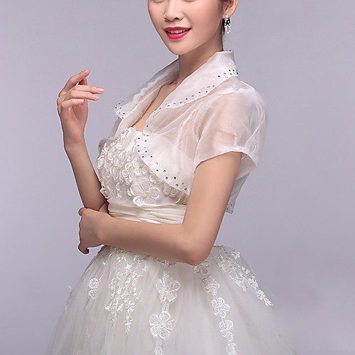 

Short Sleeve Coats / Jackets / Bridal Tulle Wedding / Party / Evening Shawl & Wrap / Women's Wrap With Crystals / Rhinestones
