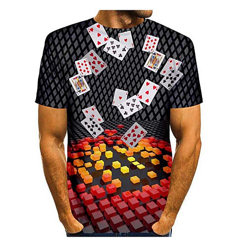 

Men's T shirt 3D Print 3D Geometry 3D Print Short Sleeve Daily Tops Casual Gray