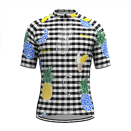 

Men's Short Sleeve Cycling Jersey BlackWhite Plaid Checkered Fruit Bike Top Mountain Bike MTB Road Bike Cycling Breathable Sports Clothing Apparel / Stretchy / Athletic