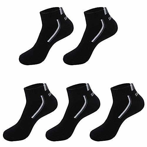 

5-Pack Men's Athletic Low Cute Quater Ankle Socks for Sports, Running, Tennis, and Casual Use (Black, one size)