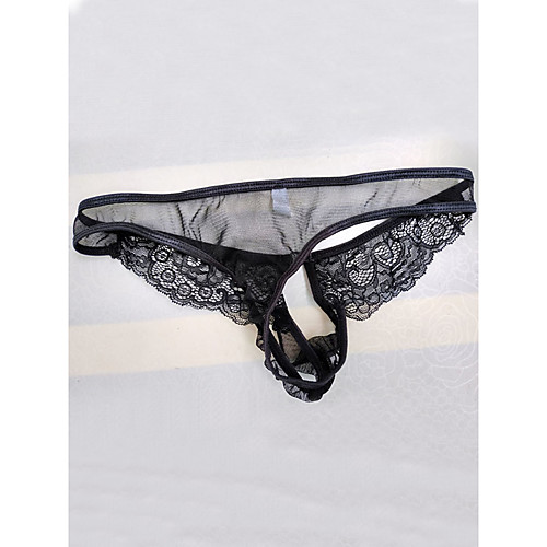 

Men's 1 Piece Mesh G-string Underwear - Normal Low Waist Black One-Size