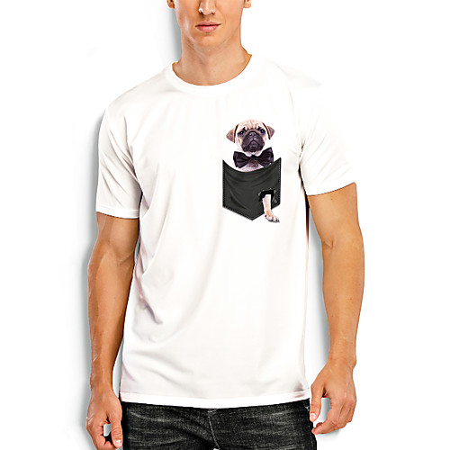 

Men's T shirt 3D Print Graphic 3D Animal Print Short Sleeve Casual Tops Simple Classic White