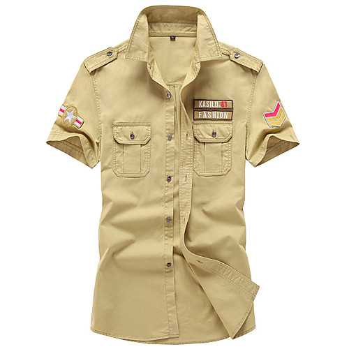 

Men's Hiking Shirt / Button Down Shirts Military Tactical Shirt Short Sleeve Sweatshirt Top Outdoor Lightweight Breathable Quick Dry Sweat wicking Summer ArmyGreen White Black Running