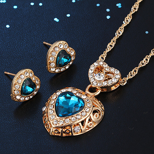 

Women's Jewelry Set 3D Heart Fashion Gold Plated Earrings Jewelry Blue For Christmas Wedding Halloween Party Evening Gift 1 set