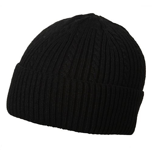 

New Cable Cuff Beanie-Solid Black
