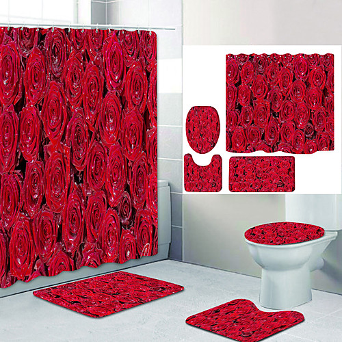 

Bathroom Shower Curtain & Mat Set Modern Polyester New Design