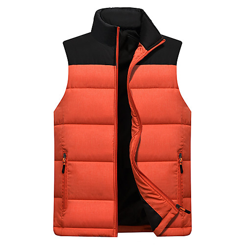 

Men's Sports Puffer Jacket Hiking Vest / Gilet Outdoor Down Jacket Winter Outdoor Solid Color Thermal Warm Packable Lightweight Breathable Top Hunting Fishing Climbing Black Red