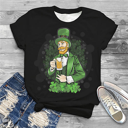 

Women's Plus Size Print Graphic Leaf Cartoon T shirt Large Size Round Neck Short Sleeve Tops Big Size
