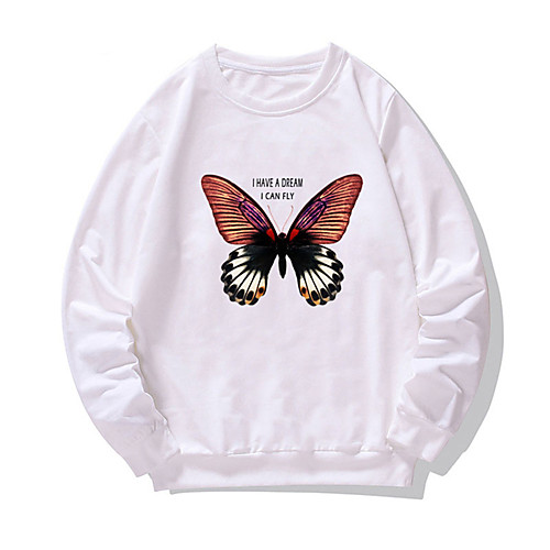 

Men's Pullover Sweatshirt Butterfly Print Daily Weekend Other Prints Casual Hoodies Sweatshirts White Black Purple