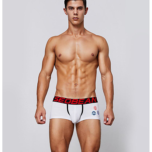 

Men's 1 Piece Basic Boxers Underwear / Briefs Underwear - Normal Mid Waist White Black Blue M L XL