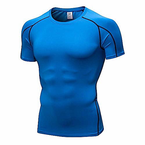 

Men Simple Dome Short Sleeved T-Shirt,Blue,M