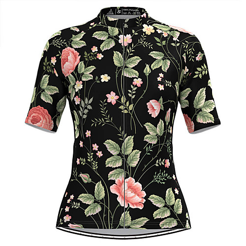 

Women's Short Sleeve Cycling Jersey Black Floral Botanical Bike Top Mountain Bike MTB Road Bike Cycling Breathable Quick Dry Sports Clothing Apparel / Stretchy / Athleisure