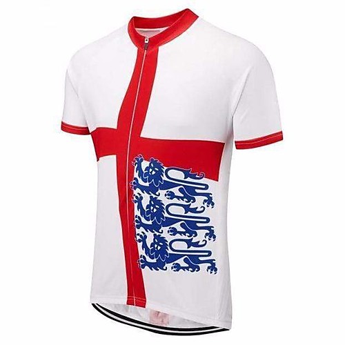 

21Grams Men's Short Sleeve Cycling Jersey White National Flag Bike Top Mountain Bike MTB Road Bike Cycling Breathable Sports Clothing Apparel / Stretchy / Athletic