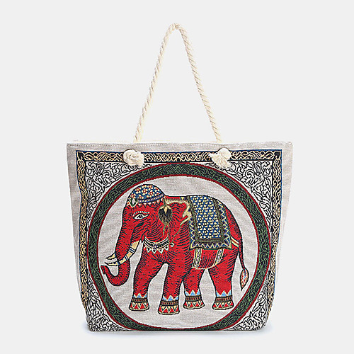 

women elephant printed large capacity bohemian tote handbag