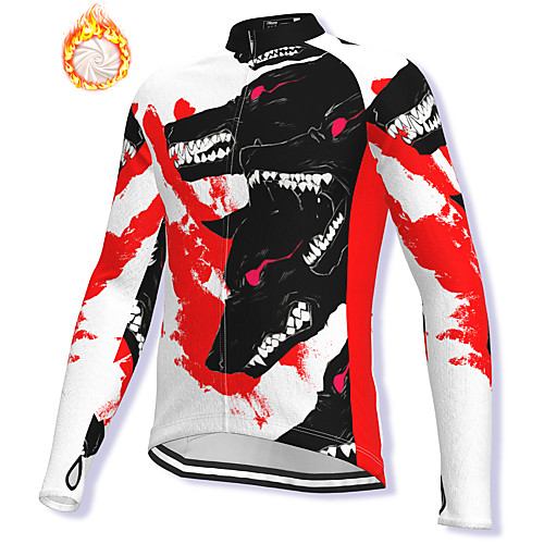 

21Grams Men's Long Sleeve Cycling Jacket Winter Fleece Spandex BlackWhite Wolf Bike Jacket Mountain Bike MTB Road Bike Cycling Fleece Lining Warm Sports Clothing Apparel / Stretchy / Athleisure