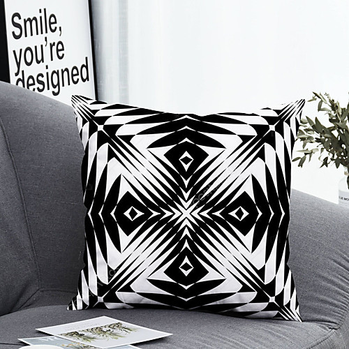 

1 pcs Polyester Pillow Cover & Insert, Geometric Simple Classic Square Zipper Polyester Traditional Classic