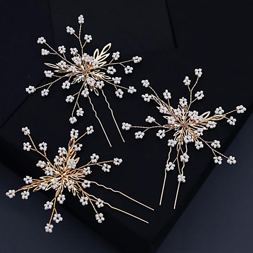 

Wedding Sweet Beaded / Alloy Headdress / Hair Stick with Petal / Beading / Split Joint 3 Pieces Wedding / Party / Evening Headpiece