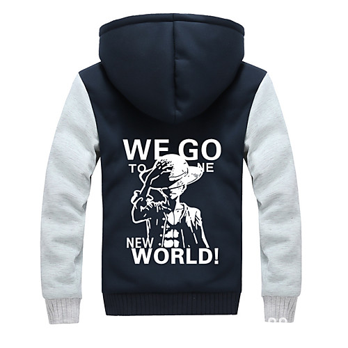 

mens anime hoodie one piece long sleeve hooded jacket winter jacket velvet hooded sweater zip sweatshirt cosplay clothing jacket