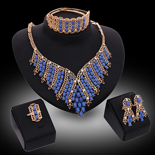 

Women's Jewelry Set Bridal Jewelry Sets Tassel Fringe Precious Fashion Resin Gold Plated Earrings Jewelry Blue For Christmas Wedding Halloween Party Evening Gift 1 set