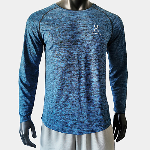 

Men's T shirt Hiking Tee shirt Long Sleeve Tee Tshirt Sweatshirt Top Outdoor Lightweight Breathable Quick Dry Sweat wicking Autumn / Fall Winter Solid Color Blue Hunting Fishing Climbing