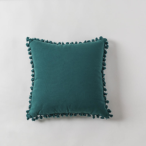 

1 pcs Cotton Pillow Cover, Tassel Luxury Modern Square Zipper Traditional Classic