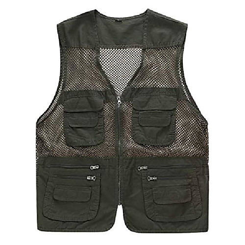 

Men's Fishing Vest Outdoor Breathable Mesh Multi-Pockets Quick Dry Lightweight Vest / Gilet Summer Fishing Photography Camping & Hiking Army Green Beige