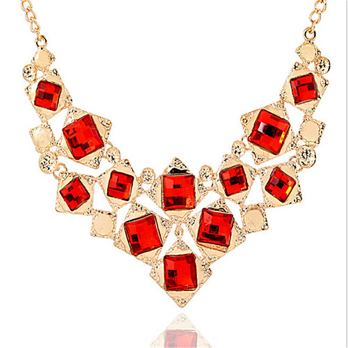 

Women's Synthetic Ruby Necklace Classic Flower Vintage Alloy Red 455 cm Necklace Jewelry 1pc For Anniversary Party Evening Gift Festival
