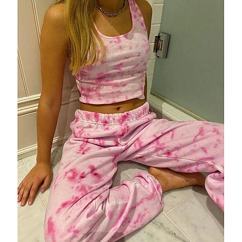 

Women's Sweatsuit 2 Piece Set Tie Dye Loose Fit Strapped Neck Tie Dye Cute Sport Athleisure Clothing Suit Regular Straps Warm Soft Comfortable Everyday Use Causal Exercising General Use