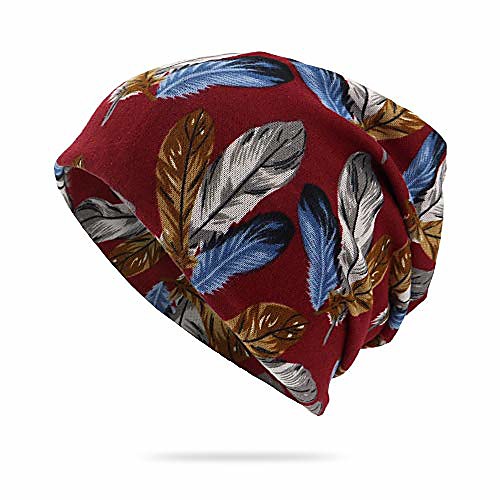 

New Twisted Cap Double Thin Head Cap Hat Female Print Cap Hat Bib Dual-Purpose Hat 03 (Color : Claret, Size : One Size)