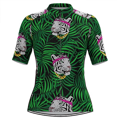 

Women's Short Sleeve Cycling Jersey Green Tiger Bike Top Mountain Bike MTB Road Bike Cycling Breathable Quick Dry Sports Clothing Apparel / Stretchy / Athleisure