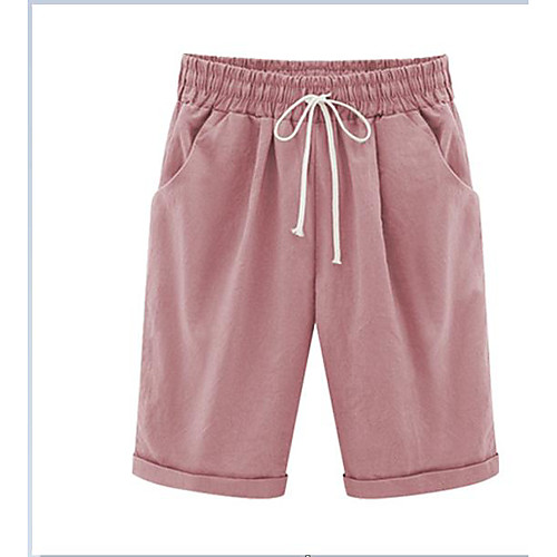 

Women's Sporty Basic Soft Breathable Comfort Outdoor Casual Daily WorkWear Chinos Shorts Pants Solid Colored Knee Length Drawstring White Black Blushing Pink Khaki Light Blue
