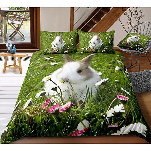 

Easter Bunny 3-Piece Duvet Cover Set Hotel Bedding Sets Comforter Cover with Soft Lightweight Microfiber, Include 1 Duvet Cover, 2 Pillowcases for Double/Queen/King(1 Pillowcase for Twin/Single)