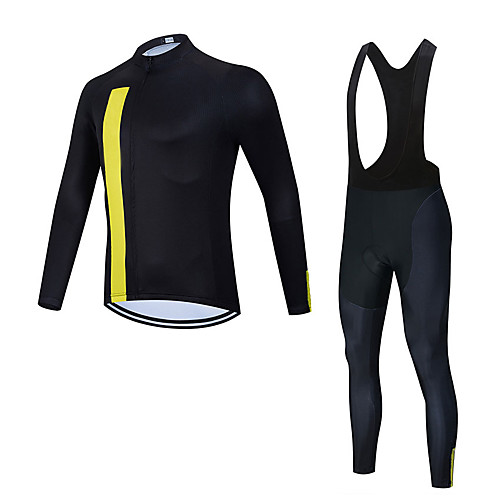 

Men's Long Sleeve Cycling Jersey with Bib Tights Cycling Jersey with Tights Winter Elastane Black Bike Sports Clothing Apparel