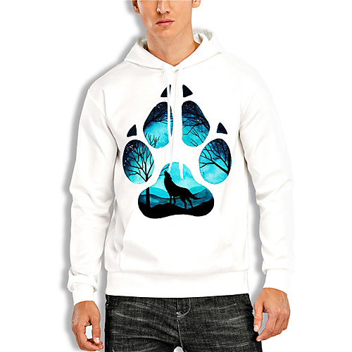 

Men's Pullover Hoodie Sweatshirt 3D Wolf Animal Print Daily Holiday 3D Print 3D Print Hoodies Sweatshirts Blue