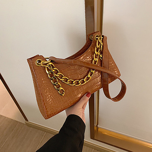 

women fashion alligator chain pu solid casual shoulder bag handbag